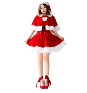 Girls Christmas Festival Party Santa Claus Suits Cosplay Costume with Low Moq