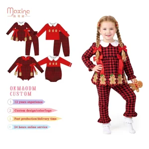 Girls Clothing Sets Factory OEM Baby Long Sleeve Top and Pants Outfits Christmas Kids Wear Children Applique Clothes
