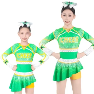 Girls Cosplay Cheerleader Costume Cheer Dance Dress Festival Costume Cheerleading Uniforms Metallic Cheering Team Dress Teamwear