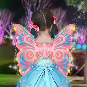 Girls Fairy Child Light Up Music Butterfly Wings Kids Electric Moving Wings Butterfly