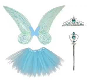 Girls Halloween Party Dress Kids Butterfly Fairy Wings Tutu Skirt Magic Wand Crown Festive Angel Costumes for Christmas Y905