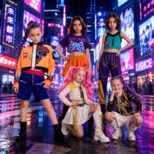 Girls Kids KPOP Style TV & Movie Halloween Cosplay Performance Costume Suits Set Polyester In Stock