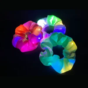 Girls LED Light Up Hair Scrunchies Ties Elastic Hair Accessories for Christmas Graduation Ramadan Diwali Occasions