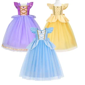 Girls Princess Dress Cosplay Halloween Costume Christmas Sequin Dress Kids Cosplay Birthday Carnival Party Costume Set