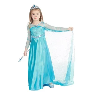 Girls Princess Sequins Dress Halloween Cosplay Costume Long sleeved Girls Stage Performance Dress