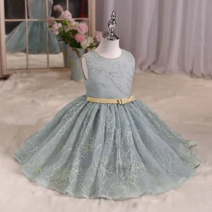 Girls Summer Princess Ball Gown Crocheted Flower Dresses Birthday Party Wedding Performance Costume Christmas Children Clothing