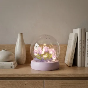 Glass Ball with Artificial Flowers for Wedding Decoration and Home Decoration with LED Light