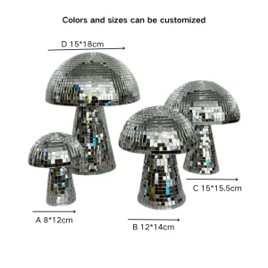 Glass Disco Mushroom Ornaments for New Year and Valentine’s Day Decor