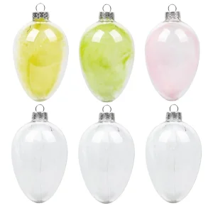 Glass Easter Egg Feather Hanging Decorations Glass Easter Egg Ornaments for Wedding Party Easter Pastel Decor