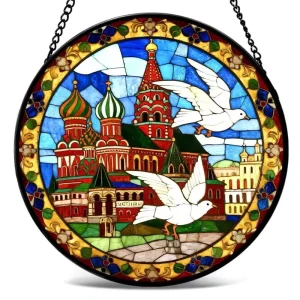 Glass Hanging Ornament Christian Church Art Stained Glass Sun Catcher for Window and Wall
