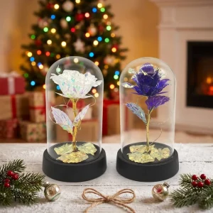 Glass Led Balls with White Flowers for Wedding Decoration and Home Decoration
