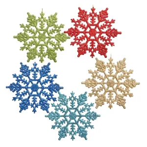 Glitter Christmas Snowflake Hanging Decorations, 10 cm and 12 cm