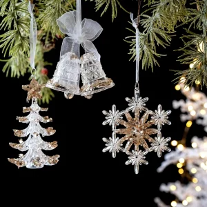 Glitter Snowflake Acrylic Christmas Tree Ornament Set