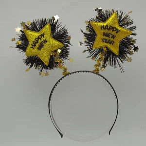 Glitter Star Foil Tinsel Headband Golden & Silver Color New Year Christmas Party Headband for Holiday Party Celebration