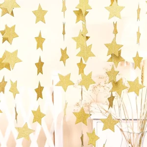 Glitter Star Garland Banner Decor Bright Star Hanging Bunting Banner Backdrop for Graduation Wedding Birthday Christmas Party