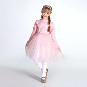 Glitter Velvet Ruffled Trim 100% Cotton Eco Friendly Girls’ Princess Dress Costume for Stage Performance Birthday