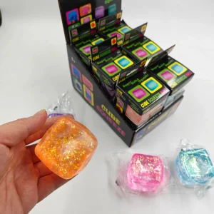 Glittery Needoh Squishy Cube Squeeze Balls Vibrant Colors Soft Squishy Texture Puzzle Fidget Toys for Stress