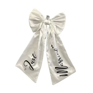Glossy Printed Just Married Ribbon Bow for Bridal Shower Engagement Party Venue Decoration Large Satin Sash