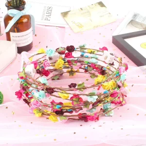Glowing 10 Lights Floral Foam Crown LED Flower Headband Party Supplies for Birthday Festival Night Market Decor