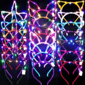 Glowing Plush LED Mickey Ears Bunny Ears cat Ears Crown Headpieces Hairbands Night Market Stall