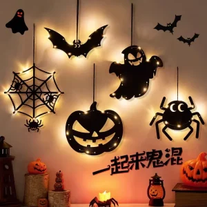 Glowing Pumpkin Party Props and Hanging Spider Web Decorations