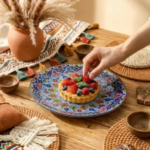 Glowworm Ceramic Dinner Salad Plates 4 Piece Set 85 Inch Microwave Dishwasher Safe Scratch Chip Resistant Bohemian Design Party