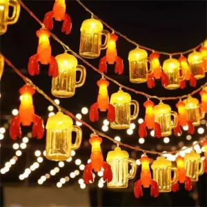 Goblet Holiday Lighting LED Tiny Lobster Beer Mug Blossom Festoon Fairy String Lights Christmas Tree Decorations
