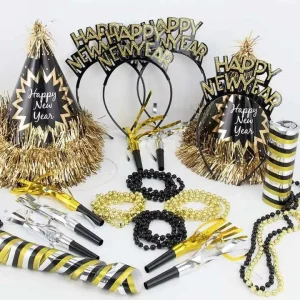 Gold Black Happy New Year Home Ornaments Eve Celebration Party Supplies Decorative Accessories Photo Props