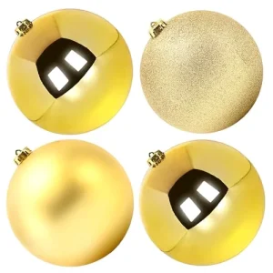Gold Festival Stainless Steel Christmas Baubles 2pcs 20cm Handcrafted Shatterproof Modern Design Hanging Ball Tree