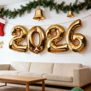 Gold Foil Metallic Number Balloon Set for New Year Eve Mother’s Day Graduation Celebrations & Milestone Events