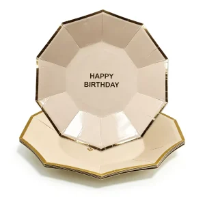 Gold Foil Stamping Disposable Paper Plates Birthday Celebration Party Tableware Elegant Hot Stamping Dessert Dinner Plates Bulk