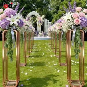 Gold Metal Hot Air Balloon Flower Rack for Outdoor Wedding Welcome Stage Decoration