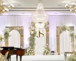 Gold Metal Wedding Arch Set Background Decoration Flower Stand Birthday Party Outdoor Balloon Wedding Decor Props Backdrop Arch