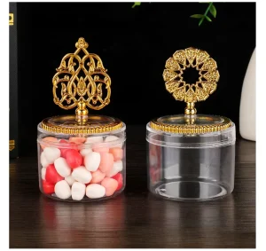 Gold Plastic Candy Box Transparent Wedding Birthday Christmas Party Decor Gifts Ornaments Wedding Candy Box Sweets