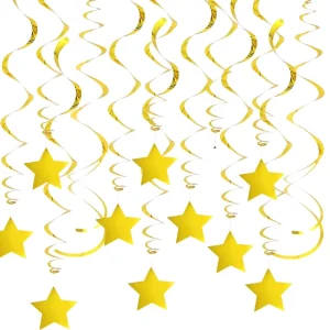 Gold Star Hanging Swirl Decorations Hanging Gold Party Supplies for Graduation Wedding Baby Shower Decorations Pack of 15
