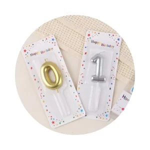 Gold and Silver 0-9 Number Candles Party Supplies for Birthday Cake Decoration Gold-Plated Boxed Inserts