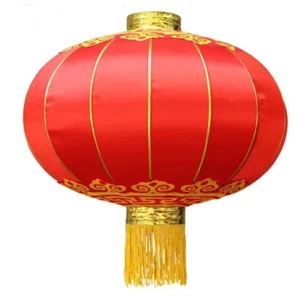 Golden Blessing Chinese Red Silk Lanterns New Year Decoration