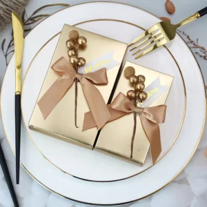 Golden Bowknot Candy Boxes Packaging European Wedding Party Decoration Gift Box