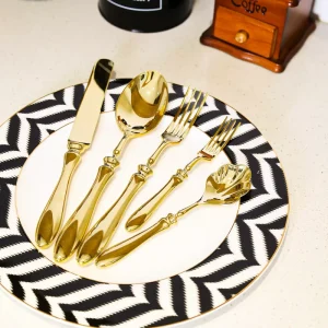 Golden Luxury Stainless Steel Tableware Set Factory Custom Eco-Friendly Durable Cutlery Set