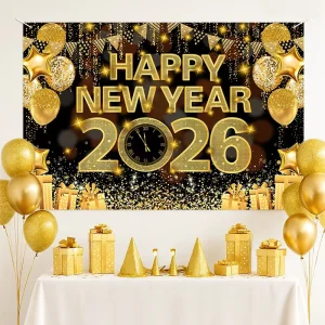 Golden Party Wall Decoration Polyester Background Cloth Decoration Banner for Chinese New Year Occasions