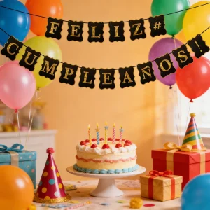 Golden Spanish Letters Feliz Cumpleanos Birthday Decoration Banner Paper Happy Birthday Banner