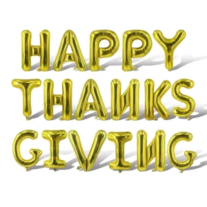 Golden and Red Thanksgiving Happy Balloon Foil Letter Banner Autumn Party Supplies Decor Fall Harvest Festival Arch Set 17pcs