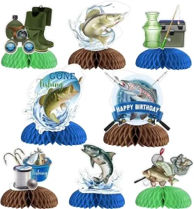 Gone Fishing Birthday Party Decorations Centerpieces Honeycomb Paper Waterproof Eco friendly Indoor Outdoor Table Decorations