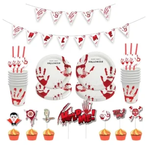 Goodsplus All in One Halloween Party Kit Modern Round Paper Dishes Eco Friendly & High Quality