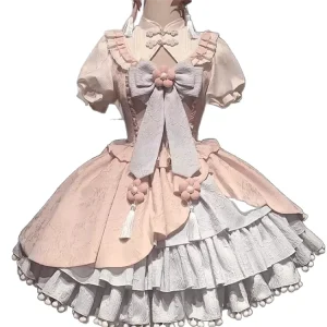 Gothic Lolita Maid Costume Suits Women Kawaii Anime Cosplay Fancy Long Sleeve Dress Outfit