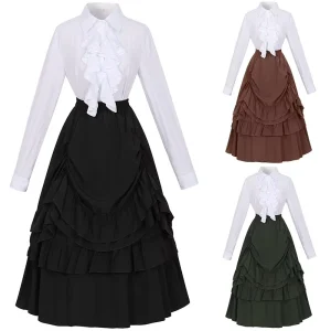 Gothic Victorian Style Dress Set Stage Performance Christmas Cosplay Costume Party Outfit