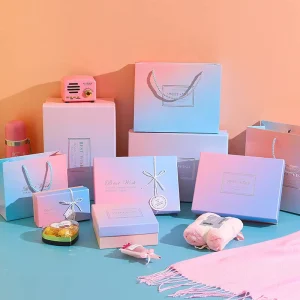 Gradient Color Holiday Gift Packaging Paper Box with Cover and Lid