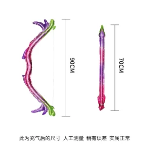 Gradient Ice Princess Bow Arrow Foil Balloons Metallic Mylar Balloons for Kids Birthday Frozen Themed Party Decoration