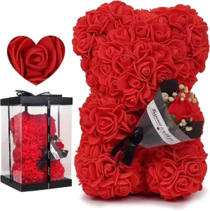 Graduation Season Mother’s Day Gift 25cm Rose Teddy Bear with Gift Box Valentine’s Day Gift Girlfriend