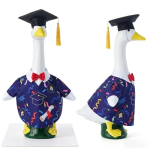 Graduation Season Porch Goose Clothes Funny Bachelor Gown Hat Set Decorative Outfit Garden Yard Ornament Costume Polyester 23